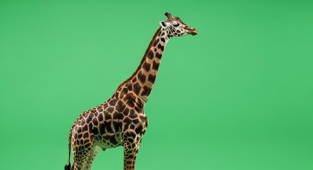 Obraz premium Giraffe on Green Screen for Educational Content Creation