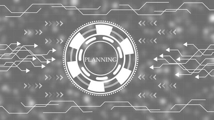 Animated hud interface with the words  planning  in the center futuristic interface concept for mobile learning and technology digital animation - Powered by Adobe
