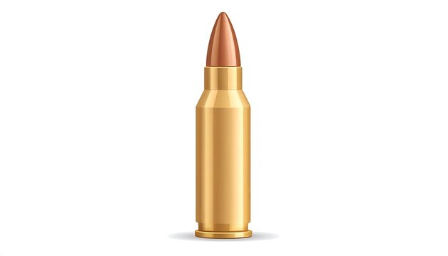 A detailed graphic of a single bullet, golden and poised