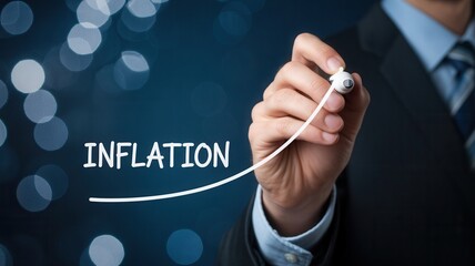 Visualize rising inflation with businessman drawing upward trend line