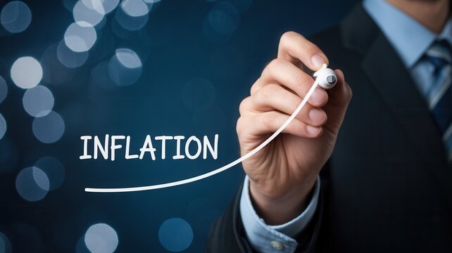 Visualize rising inflation with businessman drawing upward trend line