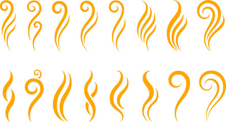 Collection of Swirling Yellow Smoke and Flame Graphics