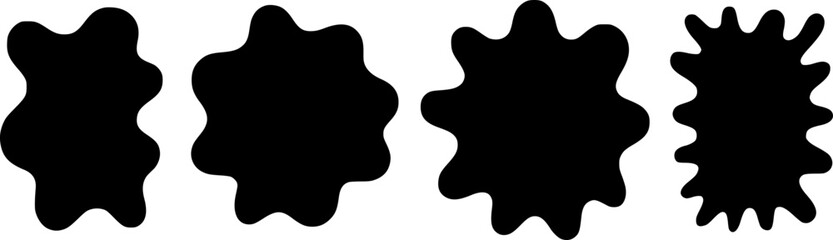 Four Black Abstract Organic Shapes on White Background