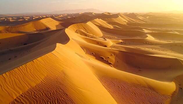Golden Sand Dunes at Sunset - A Desert Landscape. - Powered by Adobe