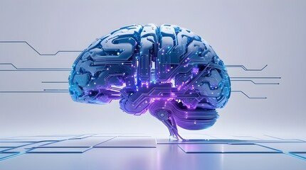 High Resolution AI Brain Concept with Cybernetic Neural Network and Data Innovation
