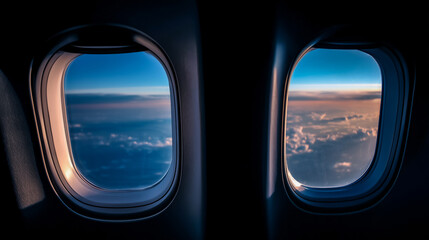 Naklejka premium A sunset view from an airplane