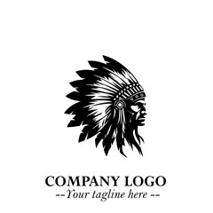 Black and White Tribal Chief Logo Symbol in Bold Traditional Vector Design for Cultural Identity