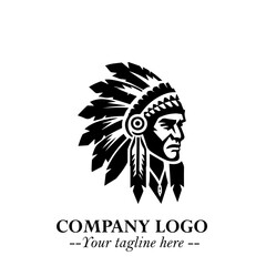 Black and White Tribal Chief Logo Symbol in Bold Traditional Vector Design for Cultural Identity