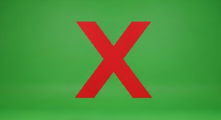 Obraz premium Red X on Green Screen for Digital Design Projects
