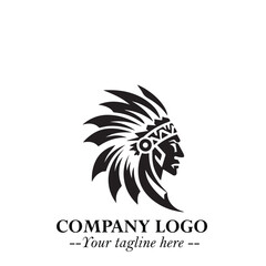 Black and White Tribal Chief Logo Symbol in Bold Traditional Vector Design for Cultural Identity