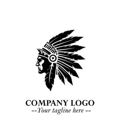 Black and White Tribal Chief Logo Symbol in Bold Traditional Vector Design for Cultural Identity