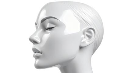 Plastic mannequin with smooth skin texture, isolated on transparent background, PNG 