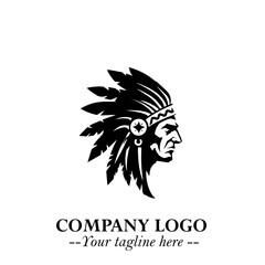 Black and White Tribal Chief Logo Symbol in Bold Traditional Vector Design for Cultural Identity