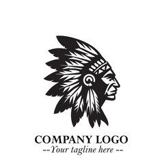 Black and White Tribal Chief Logo Symbol in Bold Traditional Vector Design for Cultural Identity