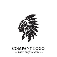 Black and White Tribal Chief Logo Symbol in Bold Traditional Vector Design for Cultural Identity