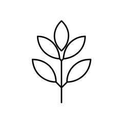 Obraz premium Simple outline of a leafy branch on transparent background