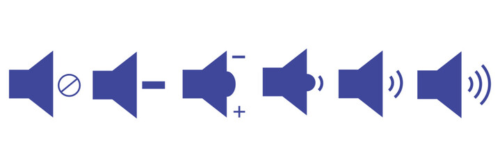 sound on off icons vector in line style . sound volume and mute icon. Volume allow and volume prohibit icon set. Sound and Mute. Volume icon set. 