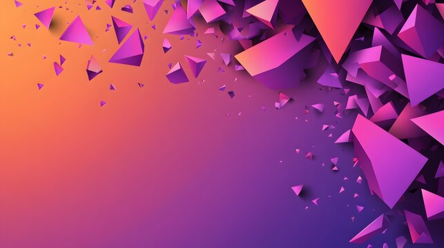 Abstract gradient background with floating and shattered geometric triangular shapes