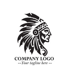 Black and White Tribal Chief Logo Symbol in Bold Traditional Vector Design for Cultural Identity
