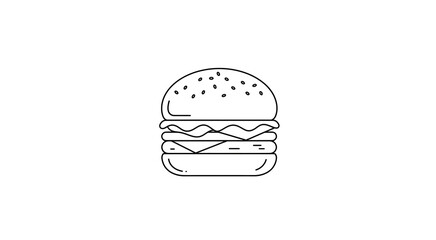 Fototapeta premium Delicious Line Art Burger Simple and Appetizing Food Illustration