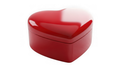 3d red heart shaped box isolated on transparent background
