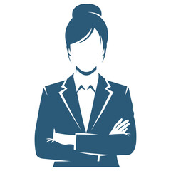 Creative design vector art of silhouette of a businesswoman in a suit, arms crossed