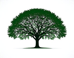 Silhouetted green tree against white background (1)