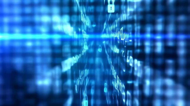 Abstract digital display with security lock icons