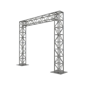 Geometric steel frame structure construction, architectural arch isolated on transparent background