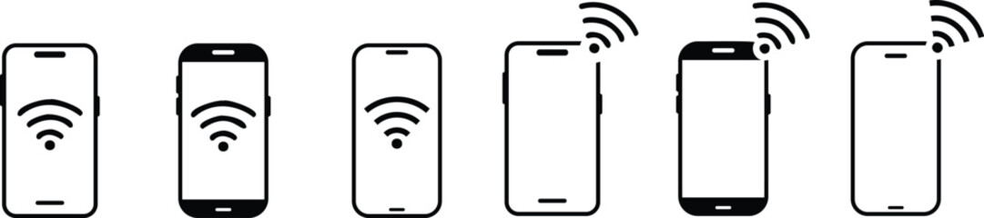 Smart phone with wifi icon. WIFI signal with mobile phone icon. wifi phone icon vector sign
