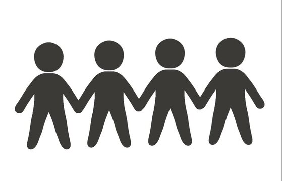 group of people in a circle. concept of cooperation and friendship