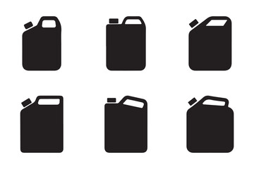 Black jerrycan icons collection isolated on white background
