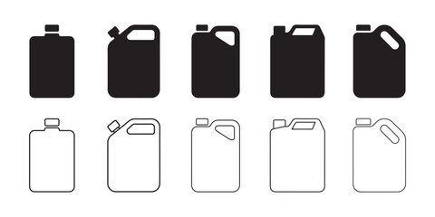 Vector jerrycan icon set, Fuel canister silhouette