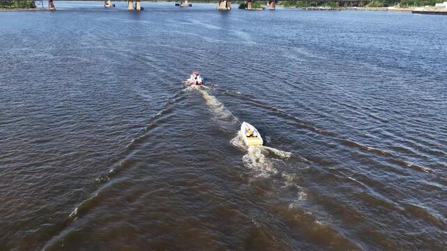 A Tow Boat Towing a Disable Boat on the Delaware River