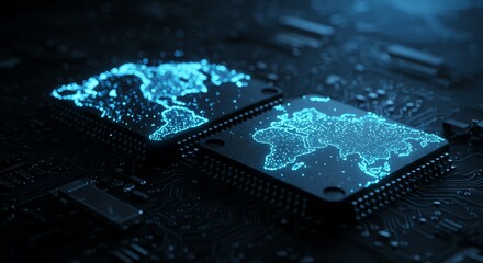 Microchip circuit board with world map design