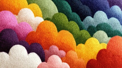 Colorful Cloud and Rainbow Doodle Art Abstract Hand-Drawn Illustration