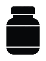 Medicine Bottle Silhouette, Healthcare and Supplement Symbol