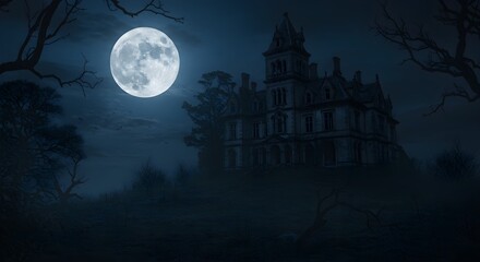 Fototapeta premium Haunted mansion at night