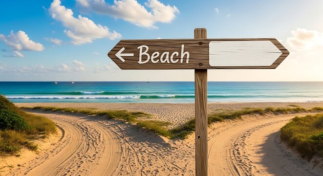 Beach Vacation Sign Sunny Day.