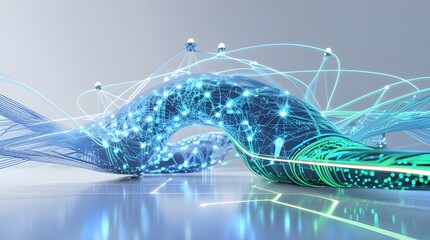 Digital Glow Network with Futuristic Connection Lines and Data Visualization Concept