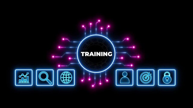 Online education training and e-learning webinar on internet for personal development and professional qualifications. Digital courses to develop new skills.