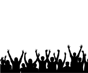 Silhouette happy young group party people together dancing, cheering crowd dance to the music at musical concert – stock vector