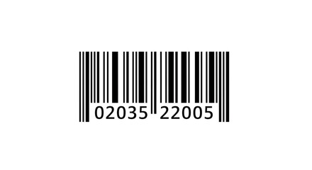 A clear image of a barcode with black bars and the numbers zero two zero three five two two zero zero five ai generated