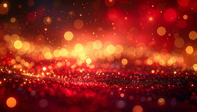 Red Bokeh with Golden Glow
