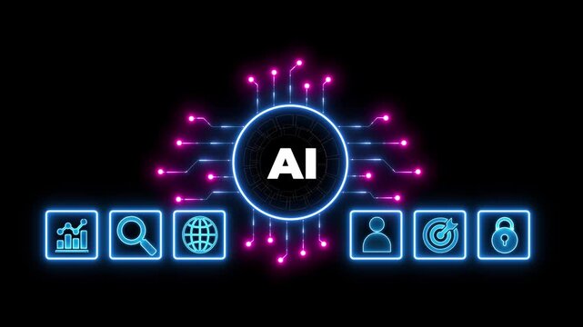 Ai, the concept of artificial intelligence use analytics, automation, and an autonomous brain. big data management, computer connection information intelligence technology