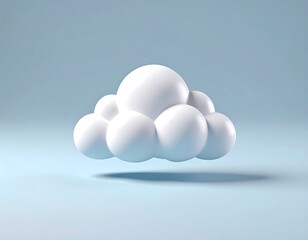 Simple, 3D cloud icon on a light blue background