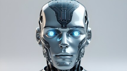 Humanoid Android Robot Head – Artificial Intelligence Art