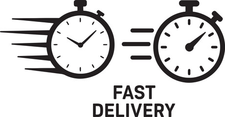 Fast Delivery Icon with Stopwatch – Speed Shipping Timer Symbol for Urgency and Time Management
