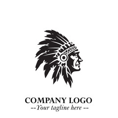 Black and White Tribal Chief Logo Symbol in Bold Traditional Vector Design for Cultural Identity