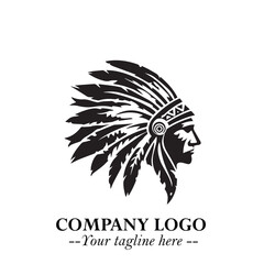Black and White Tribal Chief Logo Symbol in Bold Traditional Vector Design for Cultural Identity